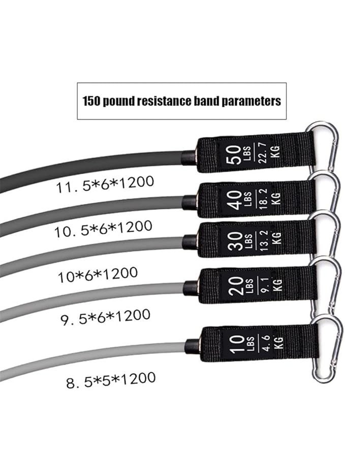 أشرطة المقاومة، مجموعة أشرطة المقاومة، أشرطة التمرين، 150 رطل، أشرطة تمرين للرجال والنساء، أشرطة تمرين مع مرساة باب، مقابض، أحزمة للساقين والكاحل لتدريب العضلات، العلاج الطبيعي، تشكيل الجسم - Image 5