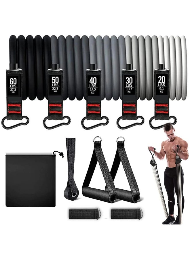 أشرطة المقاومة، مجموعة أشرطة المقاومة، أشرطة التمرين، 150 رطل، أشرطة تمرين للرجال والنساء، أشرطة تمرين مع مرساة باب، مقابض، أحزمة للساقين والكاحل لتدريب العضلات، العلاج الطبيعي، تشكيل الجسم - Image 1