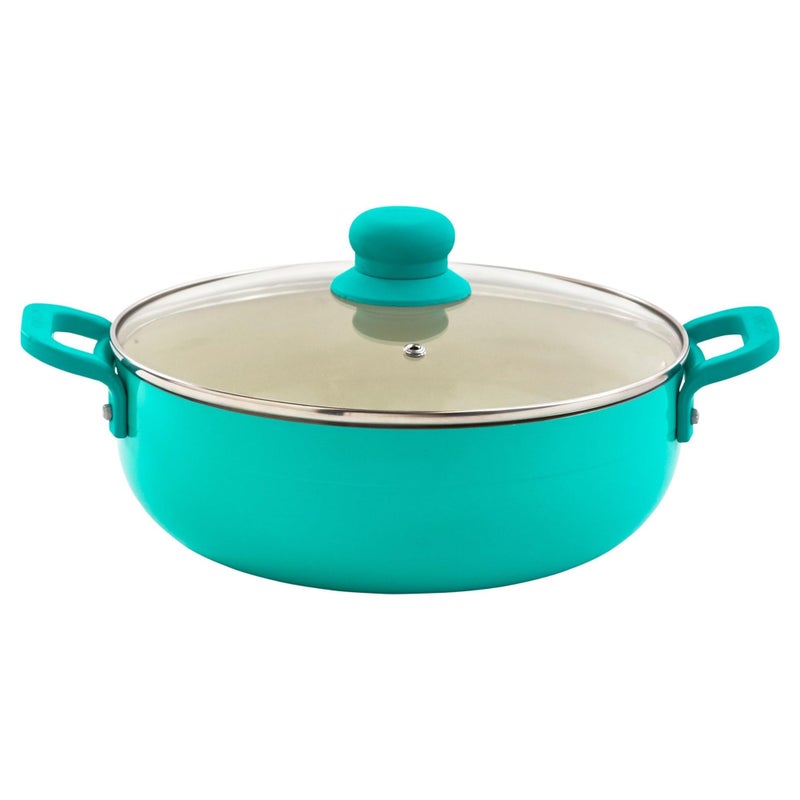 Imusa IMUSA USA T Caldero Dutch Oven with Glass Lid Ceramic Interior 69Quart Teal 