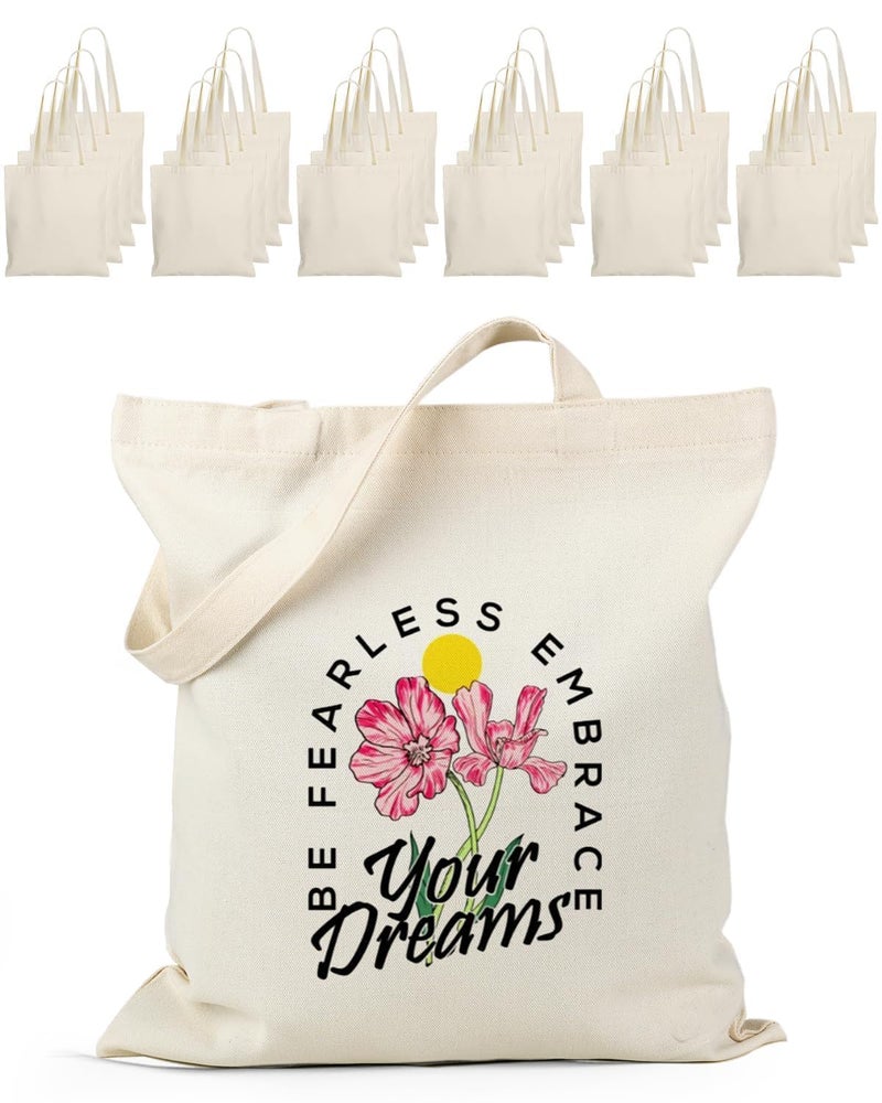 Lzerking 24 Pack Large Canvas Tote Bag Bulk, 14.5x16.3 Inches Blank Tote Bags for DIY Projects, Gift - Image 1