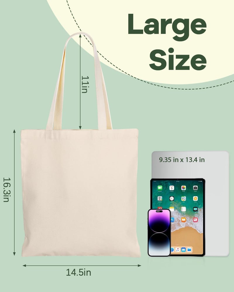Lzerking 24 Pack Large Canvas Tote Bag Bulk, 14.5x16.3 Inches Blank Tote Bags for DIY Projects, Gift - Image 4