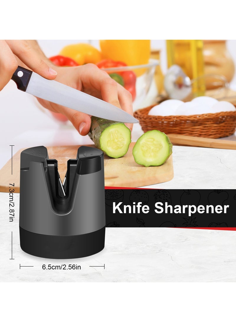 Knife Sharpener - Adjustable Angle V-Shaped Slot Professional Sharpener for Straight Blades Serrated Knives Scissors, Equipped with Detachable Ceramic Polishing Rod Suction Cup Base  - Image 2