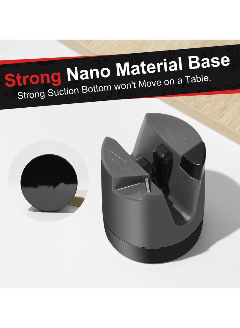 Knife Sharpener - Adjustable Angle V-Shaped Slot Professional Sharpener for Straight Blades Serrated Knives Scissors, Equipped with Detachable Ceramic Polishing Rod Suction Cup Base  - Image 5