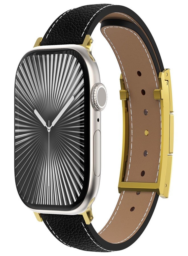CHANCHY Leather Magnetic Watch Band Compatible with Apple Watch Bands 40mm 38mm 41mm 42mm 44mm 45mm 46mm, Top Grain Leather Dressy Band for Women Men iWatch Ultra SE Series 10/9/8/7/6/5/4/3/2/1 - Image 2