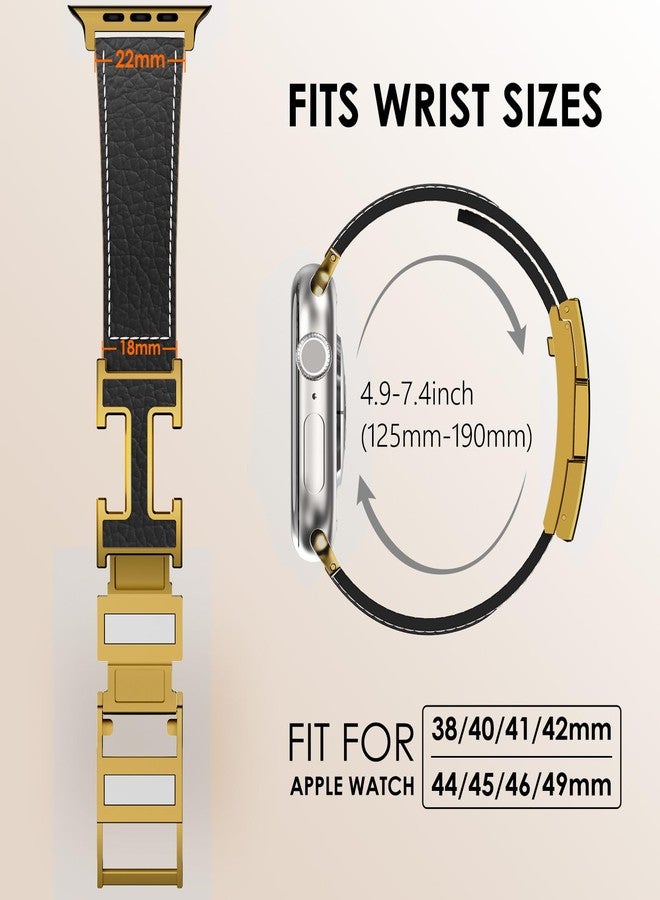 CHANCHY Leather Magnetic Watch Band Compatible with Apple Watch Bands 40mm 38mm 41mm 42mm 44mm 45mm 46mm, Top Grain Leather Dressy Band for Women Men iWatch Ultra SE Series 10/9/8/7/6/5/4/3/2/1 - Image 5