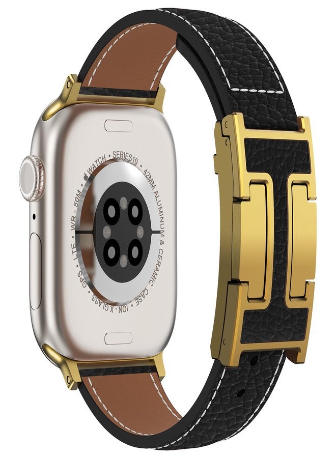 CHANCHY Leather Magnetic Watch Band Compatible with Apple Watch Bands 40mm 38mm 41mm 42mm 44mm 45mm 46mm, Top Grain Leather Dressy Band for Women Men iWatch Ultra SE Series 10/9/8/7/6/5/4/3/2/1 - Image 1