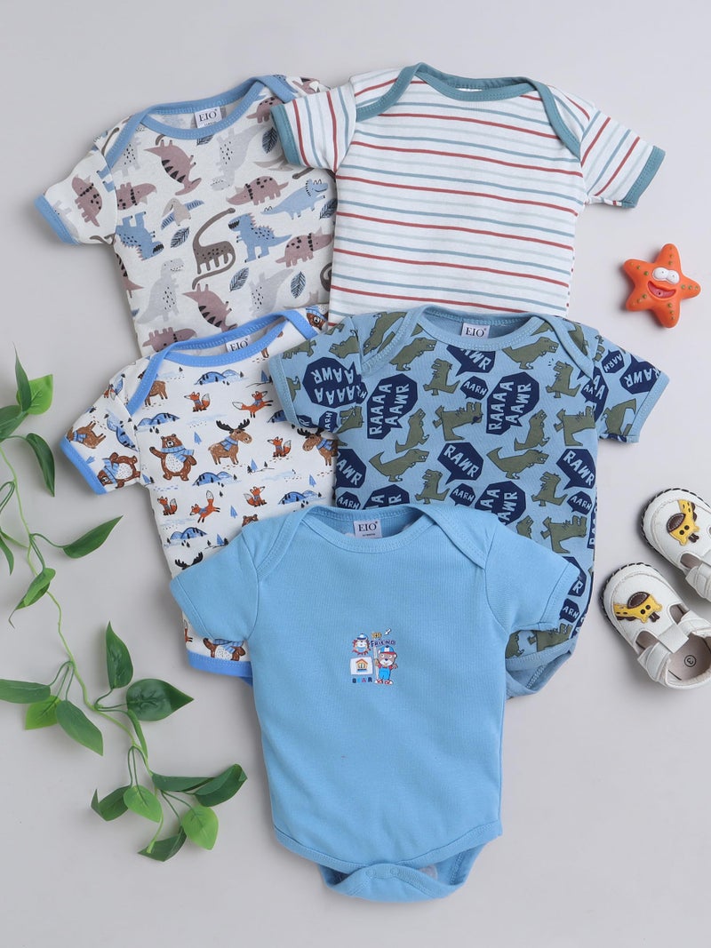 EIO Newborn Baby Cotton Romper Sleepsuit | Half Sleeve Jumpsuit Bodysuit for Boys & Girls | Soft Breathable Baby Clothes Combo Pack - Image 2