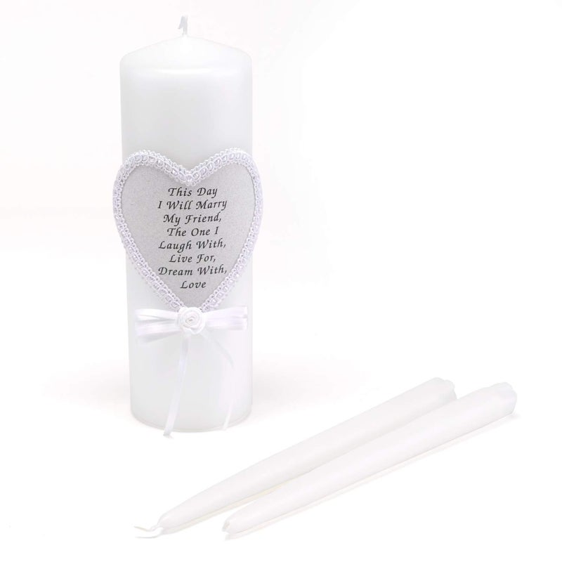 Hortense B. Hewitt Hortense B Hewitt Wedding Accessories 9Inch Pillar and 2 10Inch Tapers Unity Candles Set of 3 This Day I Will Marry My Friend