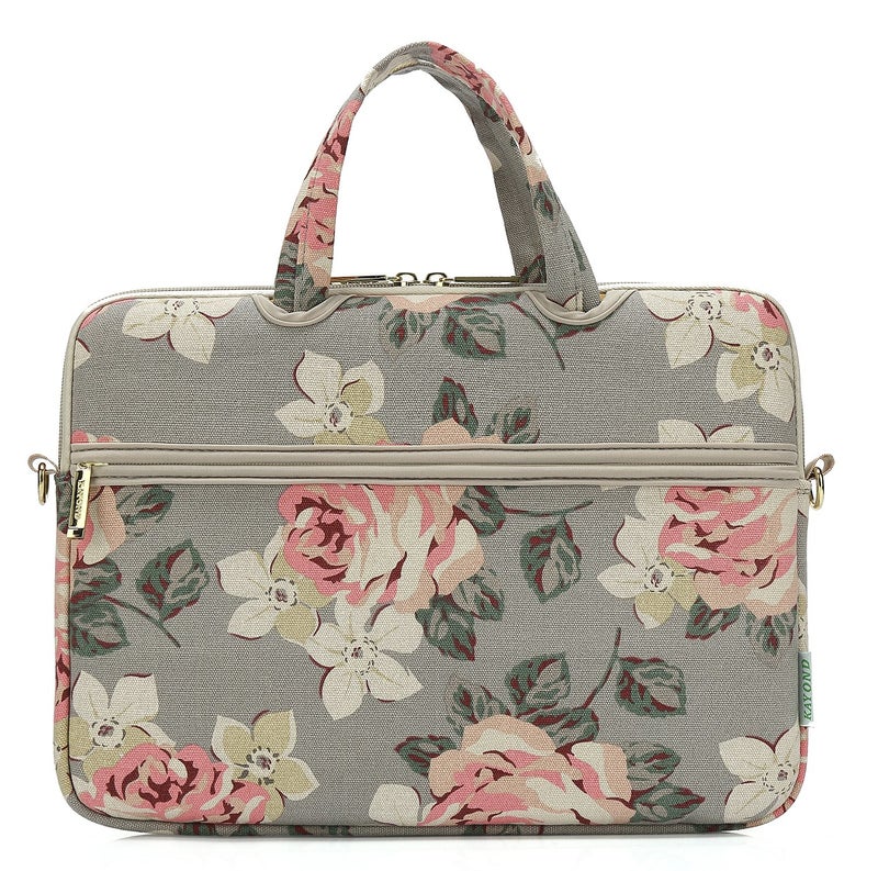 kayond White Rose Patten water resistant Laptop Shoulder Messenger Bag Case Sleeve for 12 Inch 13 Inch Laptop,Laptop Briefcase - Image 3