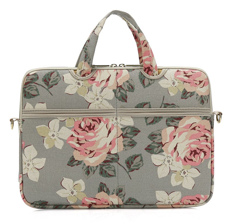 kayond White Rose Patten water resistant Laptop Shoulder Messenger Bag Case Sleeve for 12 Inch 13 Inch Laptop,Laptop Briefcase - Image 4