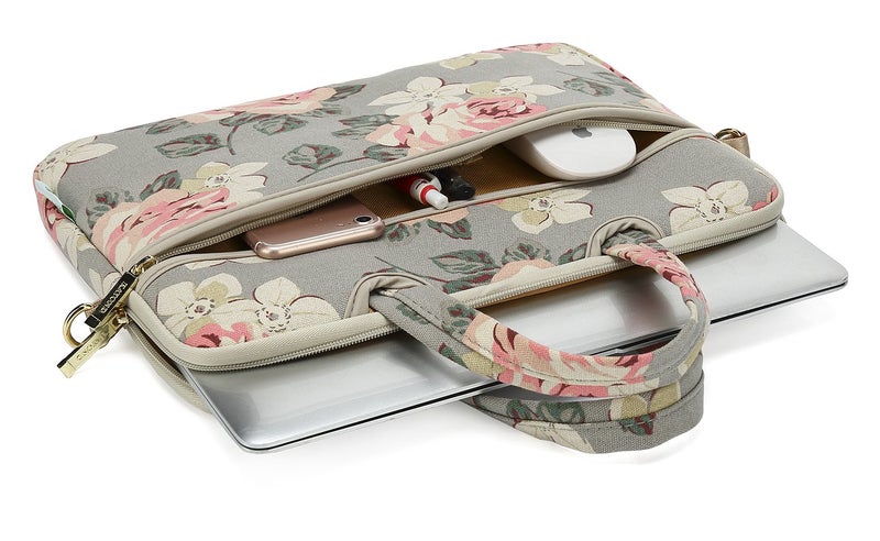 kayond White Rose Patten water resistant Laptop Shoulder Messenger Bag Case Sleeve for 12 Inch 13 Inch Laptop,Laptop Briefcase - Image 5