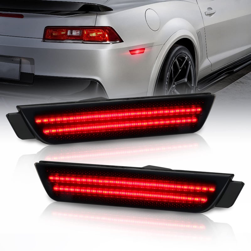 Bestview Side Marker Light Assembly Rear Bumper Side Marker Lamps Reflectors Compatible for Chevy Camaro 2010 2011 2012 2013 2014 2015 Red Pack of 2