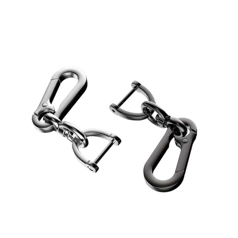 2pcs High Grade Metal Car Keychain with Horseshoe Buckle Key Ring Holder Simple Design - Image 2