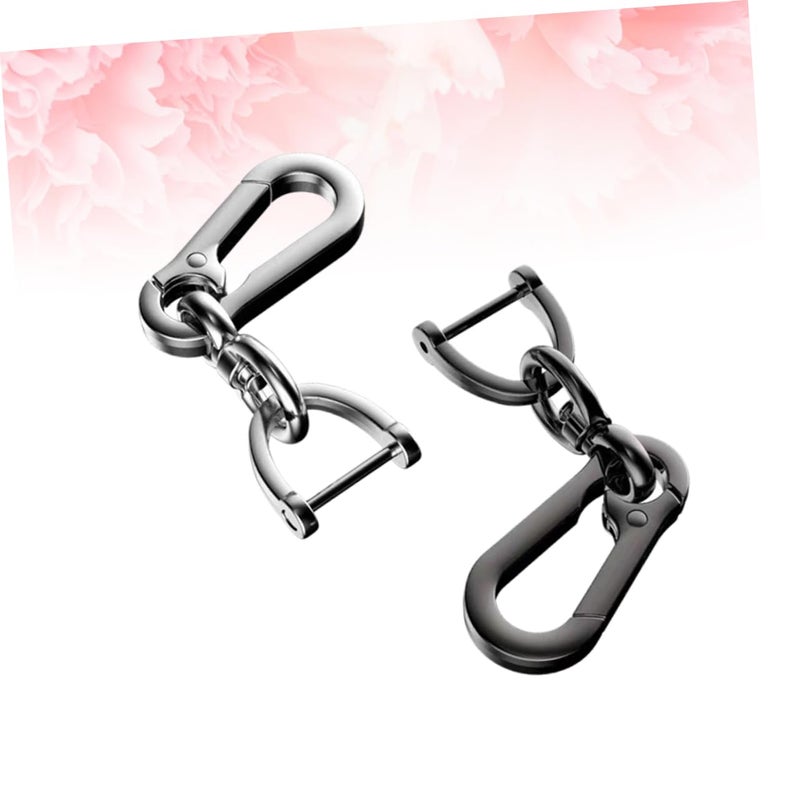 2pcs High Grade Metal Car Keychain with Horseshoe Buckle Key Ring Holder Simple Design - Image 5