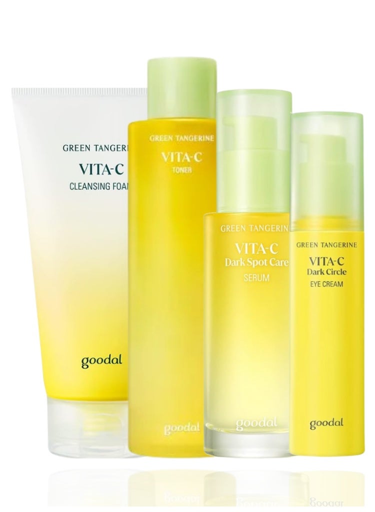 مجموعة جودال فيتامين سي بالماندرين الأخضر 4 خطوات – غسول، تونر، سيروم وكريم عين للتفتيح - Image 1