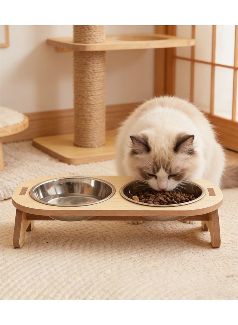 وعاءان للقطط والكلاب، وعاء طعام خيزي للقطط مضاد للانقلاب، مغذي طعام وماء خيزي مزدوج للقطط والكلاب الصغيرة - Image 1