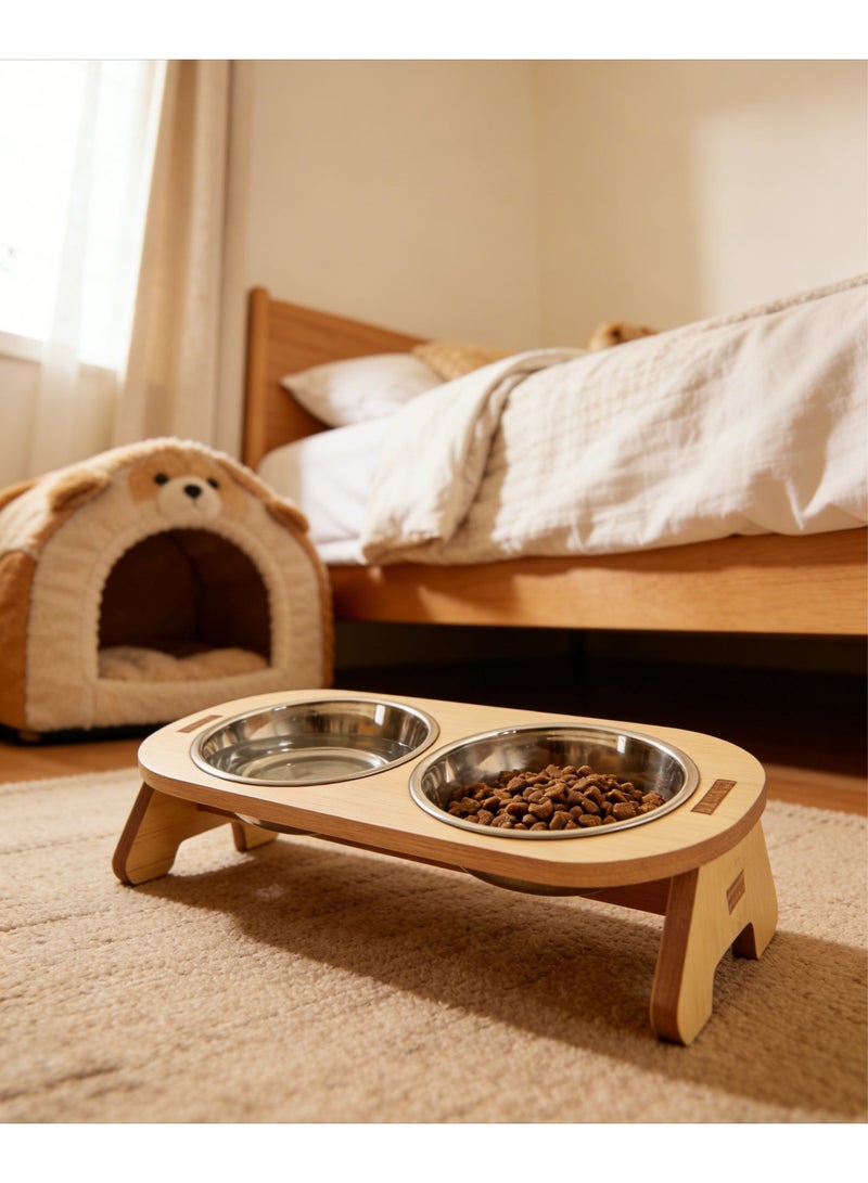 وعاءان للقطط والكلاب، وعاء طعام خيزي للقطط مضاد للانقلاب، مغذي طعام وماء خيزي مزدوج للقطط والكلاب الصغيرة - Image 3