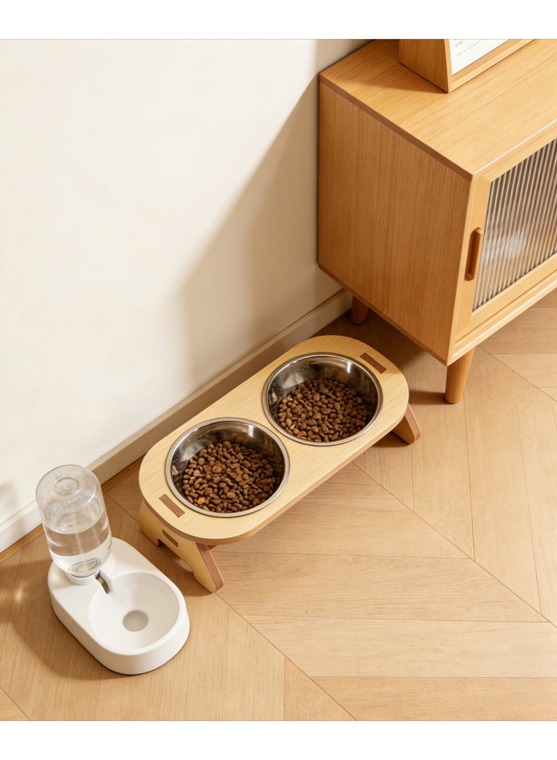 وعاءان للقطط والكلاب، وعاء طعام خيزي للقطط مضاد للانقلاب، مغذي طعام وماء خيزي مزدوج للقطط والكلاب الصغيرة - Image 5