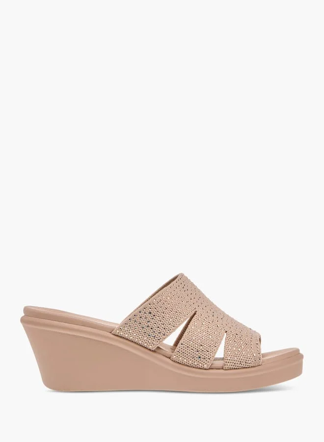 Le Confort Womens Embellished Slip-On Sandals With Wedge Heels