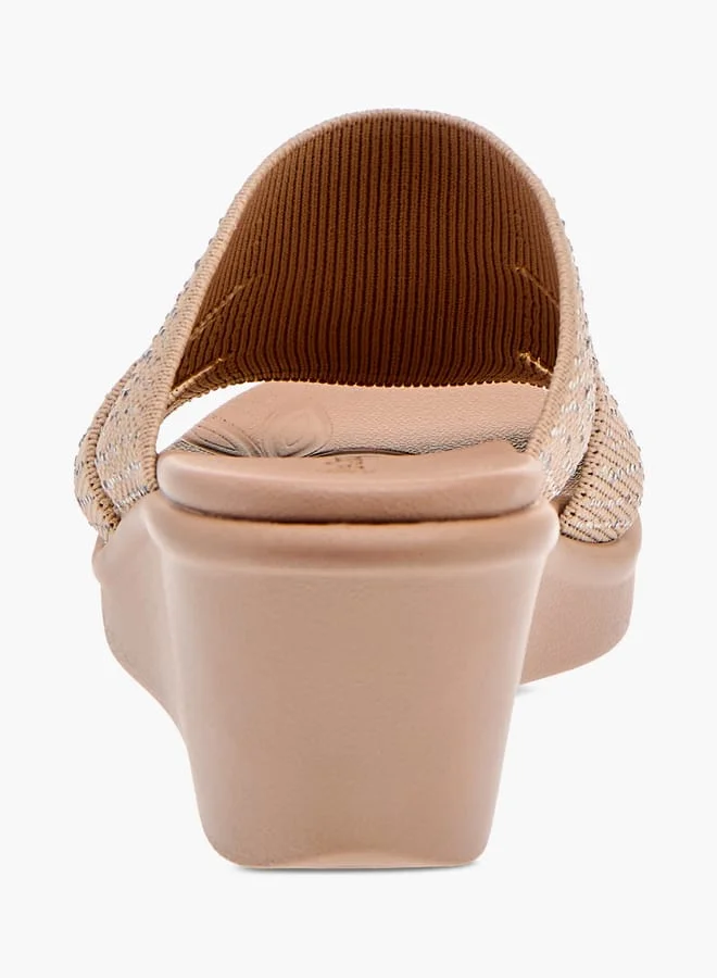 Le Confort Womens Embellished Slip-On Sandals With Wedge Heels