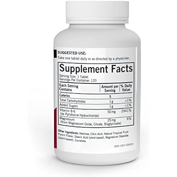 Kirkman - Vitamin B6 with Magnesium - 120 Tablets - Potent Vitamin B6 & Magnesium Supplementation - Chewable Wafer - Hypoallergenic - Image 2