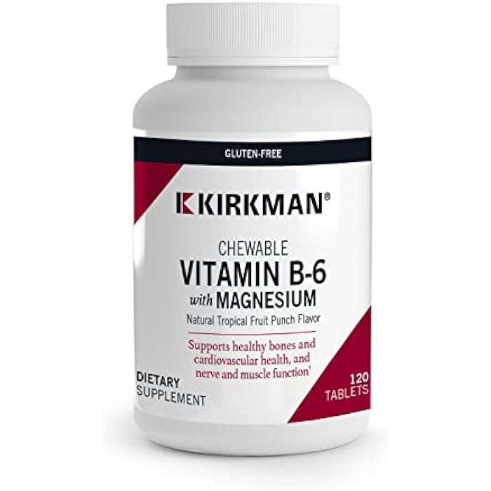 Kirkman - Vitamin B6 with Magnesium - 120 Tablets - Potent Vitamin B6 & Magnesium Supplementation - Chewable Wafer - Hypoallergenic - Image 1