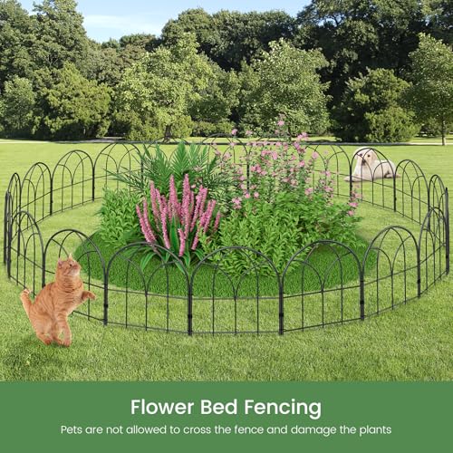 Youpehom Small 12.55"*16.53" Decorative Garden Fencing Border, No Dig Fences Barrier, Black Metal Fence, Garden Edging Fence Panel, Dog Fence Outdoor for Yard, Flower Bed (6 Pcs) - Image 5