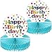 WILLBOND 2 Pieces Happy Birthday Table Decorations Rainbow 3D Honeycomb Paper Table Centerpiece Sign Tabletop Colorful Paper Happy Birthday Centerpiece for Party Supplies - Image 3