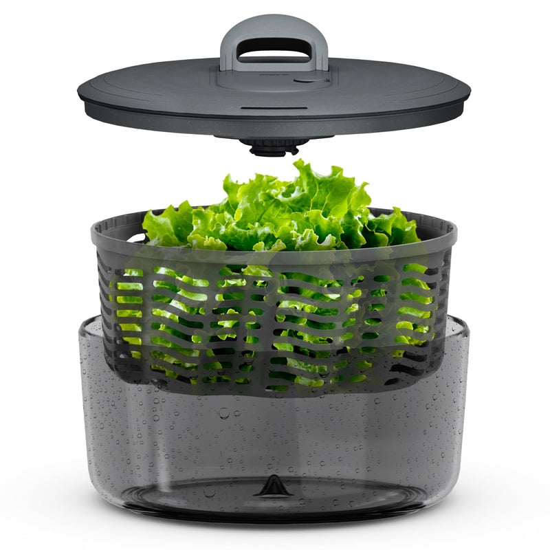 Zyliss Easy Spin Salad Spinner - Fruit & Veggie Dryer - Produce Spinner & Cleaner for Salad Prep - Dishwasher-Safe Kitchen Essential - Non-Slip Bowl with Pull Handle - Grey Easy Spin Large - Image 1