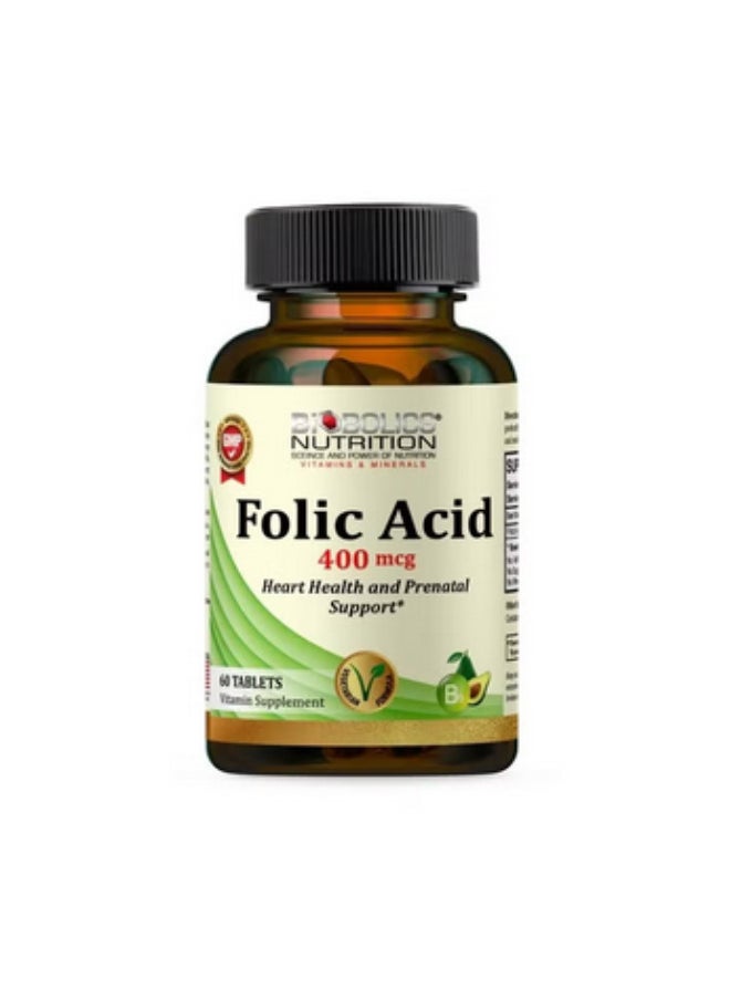 BIOBOLICS  BIOBOLICS Folic Acid 400 mcg Heart Health And Prenatal Support - 60'S 