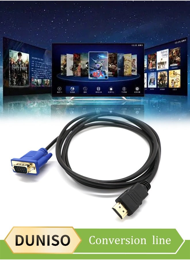 Generic HDMI to VGA Adapter Cable 1m Gold-Plated 1080P HDMI Male to VGA Male Active Video Converter Cord for Notebook PC DVD Player Laptop TV Projector Monitor Etc  - Image 1