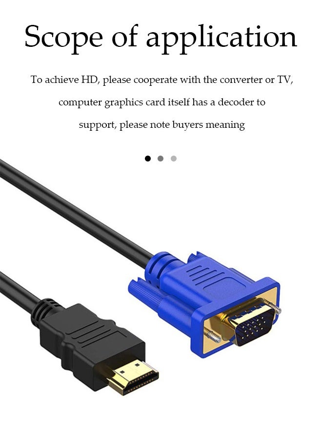 Generic HDMI to VGA Adapter Cable 1m Gold-Plated 1080P HDMI Male to VGA Male Active Video Converter Cord for Notebook PC DVD Player Laptop TV Projector Monitor Etc  - Image 3
