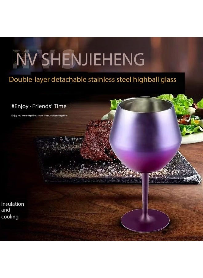 SKT Shiketro 316 Stainless Steel Wine Glass, 380ml, Detachable U-Shaped Stemware, 2-in-1 Cocktail Glass (purple) - Image 2