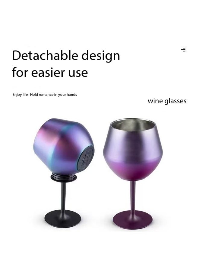 SKT Shiketro 316 Stainless Steel Wine Glass, 380ml, Detachable U-Shaped Stemware, 2-in-1 Cocktail Glass (purple) - Image 3