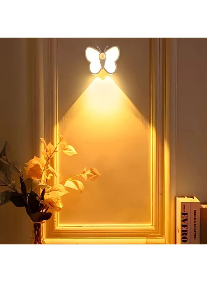 1 قطعة مصباح فراشة LED ليلي مع مستشعر حركة، مصباح خزانة قابل لإعادة الشحن عبر USB - Image 2