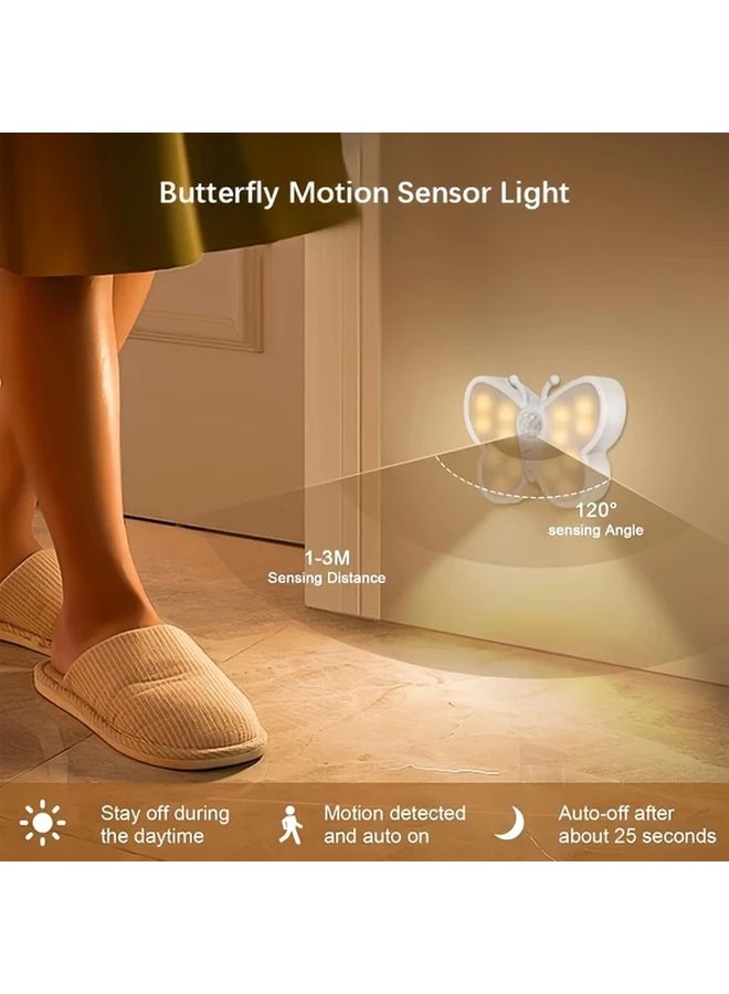 1 قطعة مصباح فراشة LED ليلي مع مستشعر حركة، مصباح خزانة قابل لإعادة الشحن عبر USB - Image 4