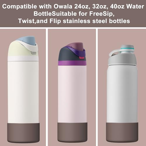 Affute Silicone Boot for Owala Water Bottle 24 oz, Anti-Slip Protective Sleeve for FreeSip/Twist/Flip Water Bottles, BPA Free, Bottom Bumper Cover Protects Water Bottles from Scratches (Brown) - Image 2