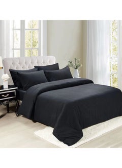 LIMOS Bed Sheet Set 100% Soft Brushed Cotton Duvetcover Fitted Sheet and 4 Matching Pillowcase 6Pcs(Black)  - Image 1