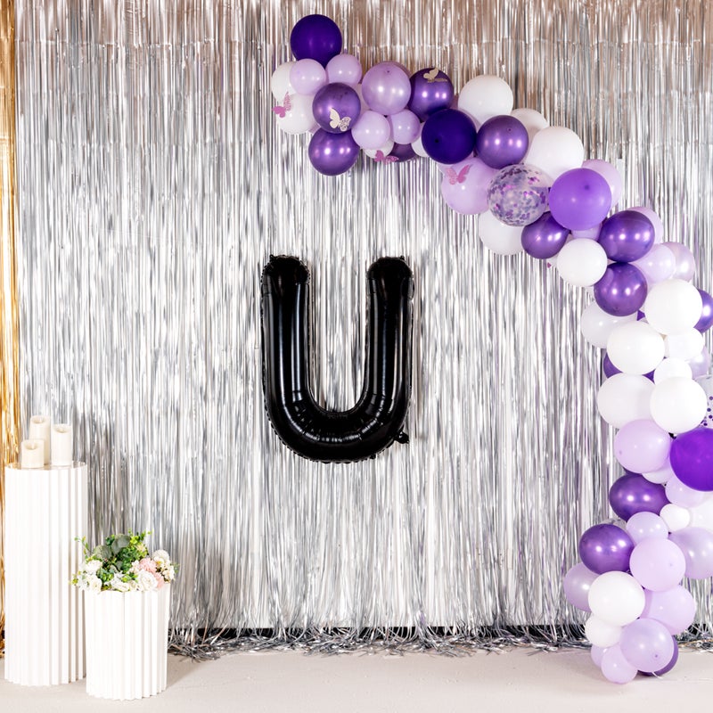 Restaurantware بالون حروف بالونيفاي 40 بوصة، بالون حروف كبير - حرف U، بالون مائي أسود، حلقة تعليق، زينة لعيد الميلاد، الزفاف، أو التخرج - Image 4