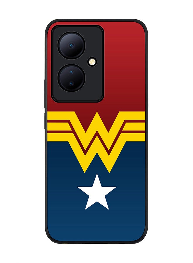 Stylizedd Rugged Black edge case for Vivo V29 Lite, Slim fit Soft Case Flexible Rubber Edges Anti Drop TPU Gel Thin Cover- Wonder Woman  - Image 1