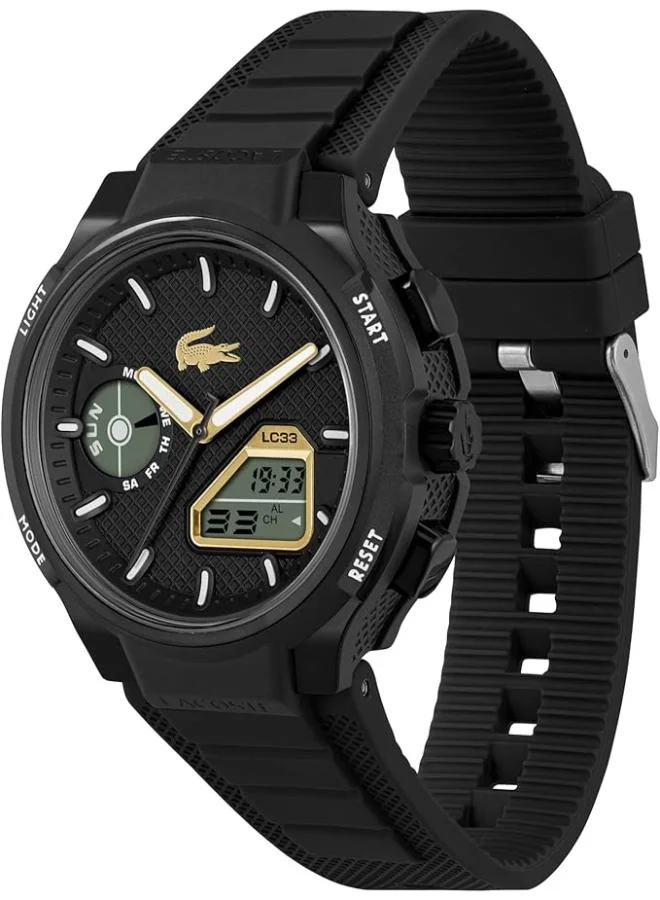 LACOSTE  Digital Multifunction Quartz Analog Watch  with Black Silicone Bracelet for Men | Best Price UAE