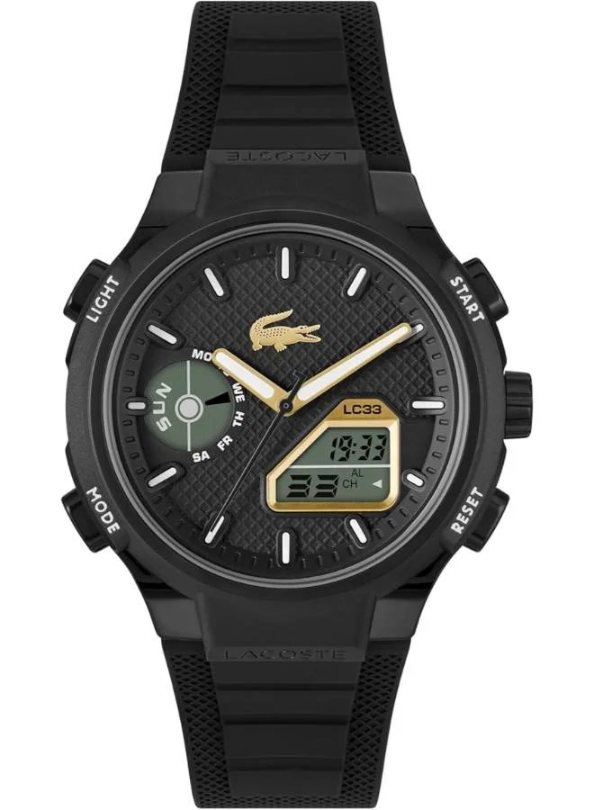 Digital Multifunction Quartz Analog Watch  with Black Silicone Bracelet