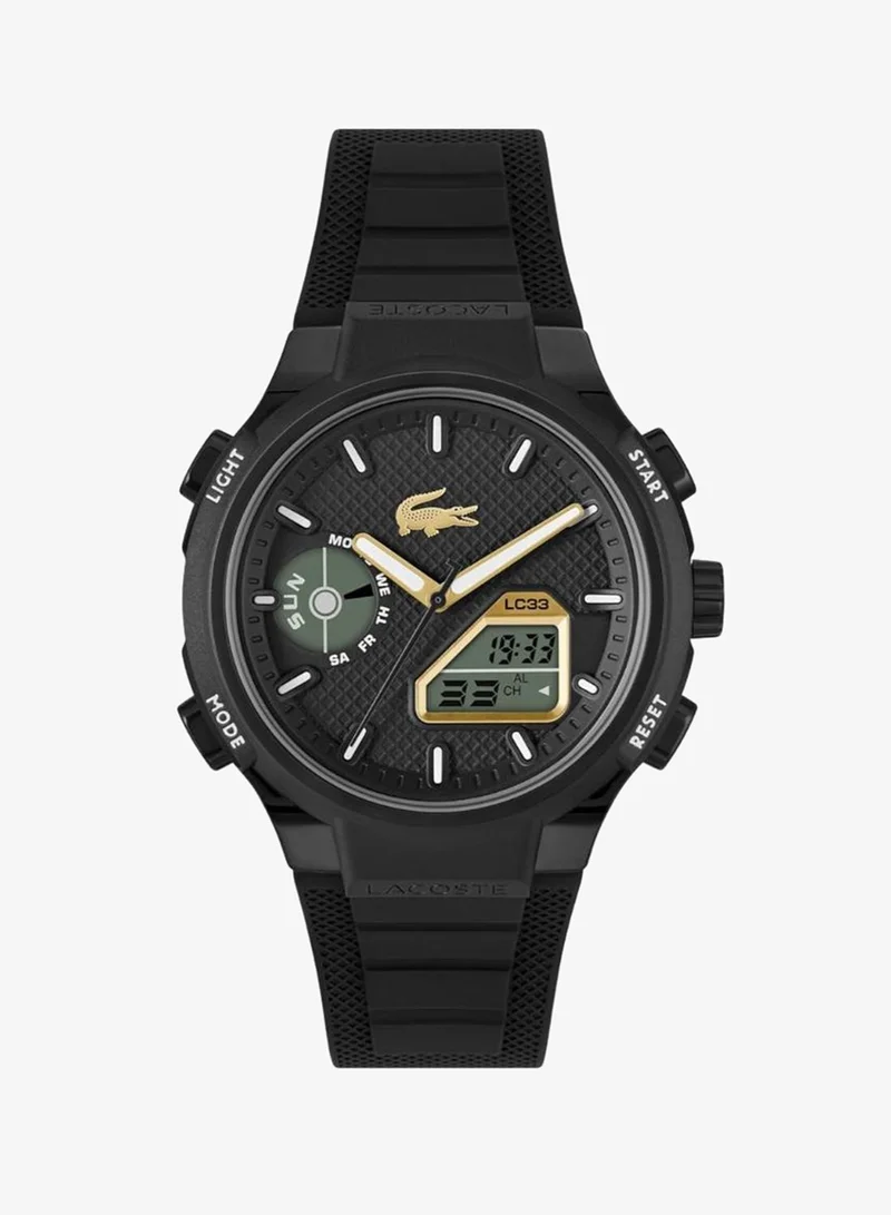 Lacoste Digital Multifunction Quartz Analog Watch  with Black Silicone Bracelet