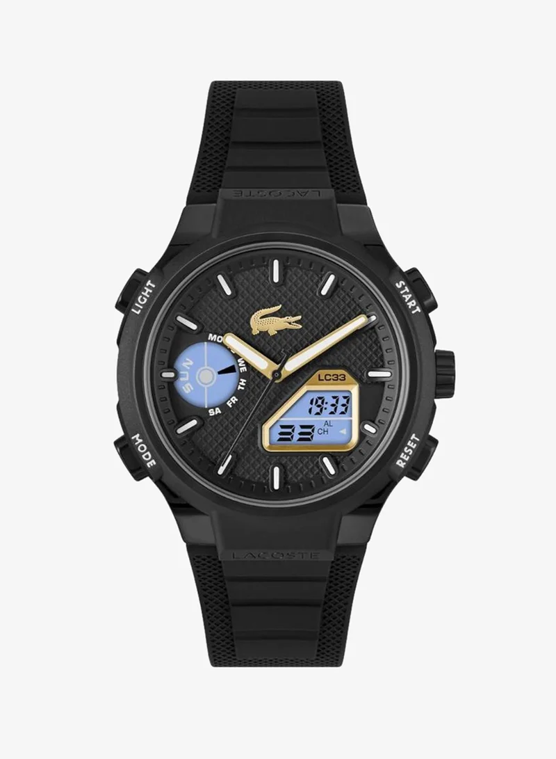 Lacoste Digital Multifunction Quartz Analog Watch  with Black Silicone Bracelet