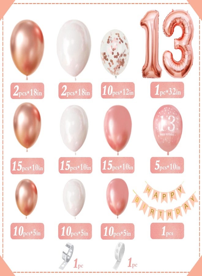 Sllyfo 13th Birthday Decorations for Girls, (Total 100pcs)13th Birthday Balloons 18/12/10/5 Inches for Garland Arch, Happy 13th Birthday Banner,13 Year Old Girl Birthday Decorations - Image 4