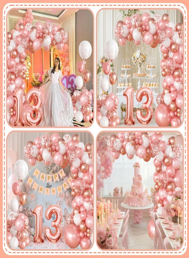 Sllyfo 13th Birthday Decorations for Girls, (Total 100pcs)13th Birthday Balloons 18/12/10/5 Inches for Garland Arch, Happy 13th Birthday Banner,13 Year Old Girl Birthday Decorations - Image 3