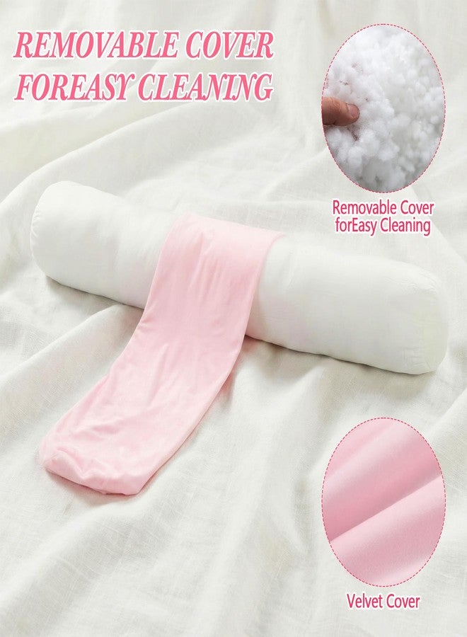 Chunful Body Pink Pillow for Adults 47" x 7.87" Long Lumbar Bolster Pillow with Removable Flannel Cover Pink Round Body Roll Cylinder Cushion for Bed Sofa Sleeping Lumbar Support - Image 4