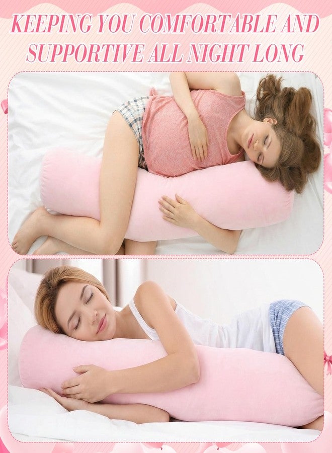 Chunful Body Pink Pillow for Adults 47" x 7.87" Long Lumbar Bolster Pillow with Removable Flannel Cover Pink Round Body Roll Cylinder Cushion for Bed Sofa Sleeping Lumbar Support - Image 5