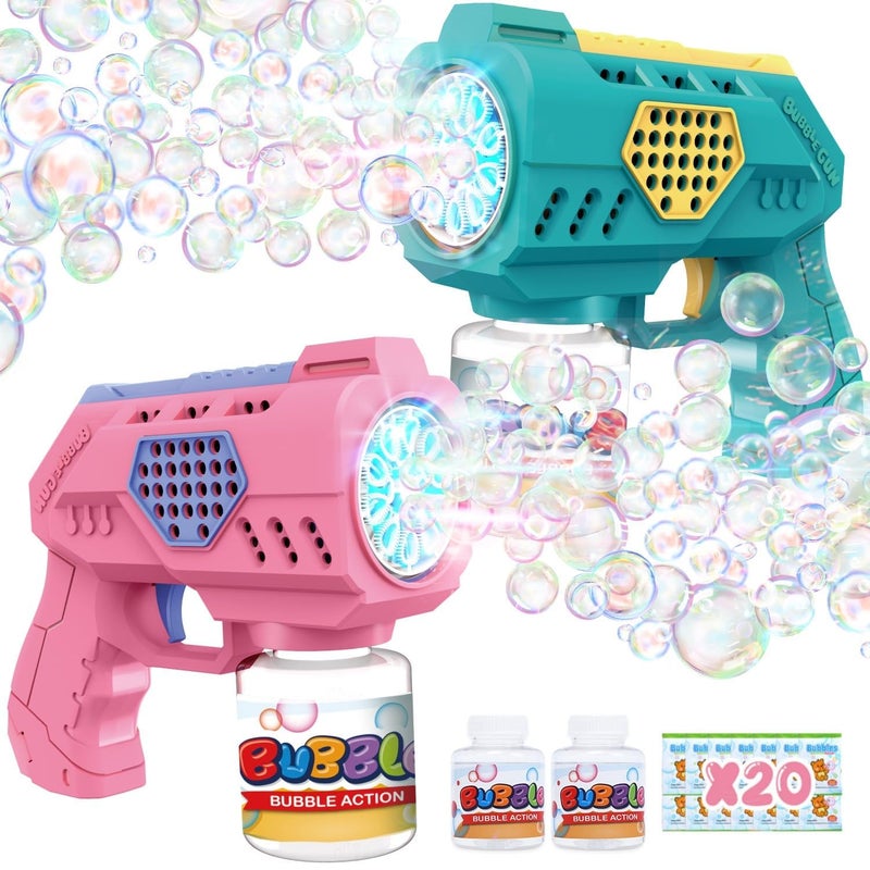 Eaglestone Bubble Guns for Toddlers 2 Packs, LED Light Automatic Bubble Machine Gun for Kids 4-8, Bubble Toys with Bubble Solution,Concentrate, Bubble Blaster Party Favor, Summer Outdoor Toys Gift - Image 1