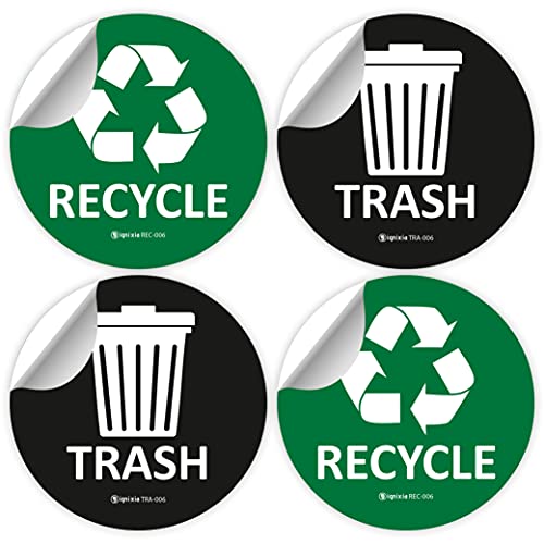 IGNIXIA Recycle Stickers for Trash Can, (Pack of 02) 6x6 Inches Large Blue (Green and Black) - Image 1